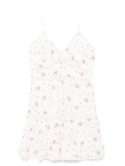 LOVESHACKFANCY LOVESHACKFANCY WHITE MINI DRESS WITH ADJUSTABLE STRAPS