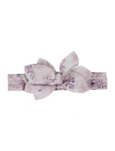 Pre-owned Loveshackfancy Wide Bow Accents Waist Belt In Purple