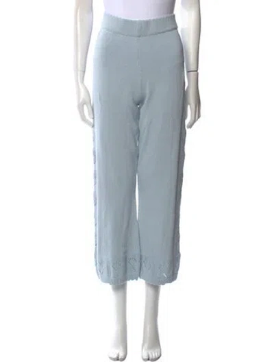 Pre-owned Loveshackfancy Wide Leg Pants In Blue