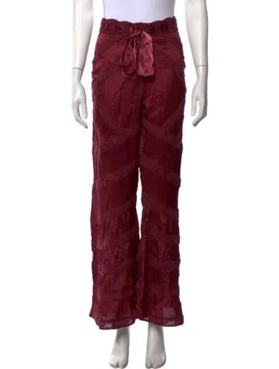 Pre-owned Loveshackfancy Wide Leg Pants In Burgundy