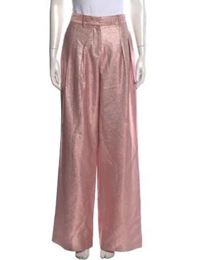 Pre-owned Loveshackfancy Wide Leg Pants In Metallic/pink
