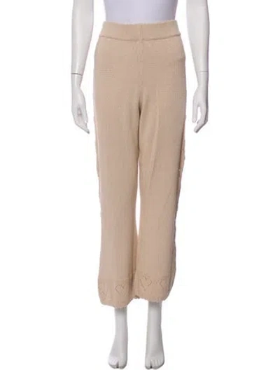 Pre-owned Loveshackfancy Wide Leg Pants In Neutral