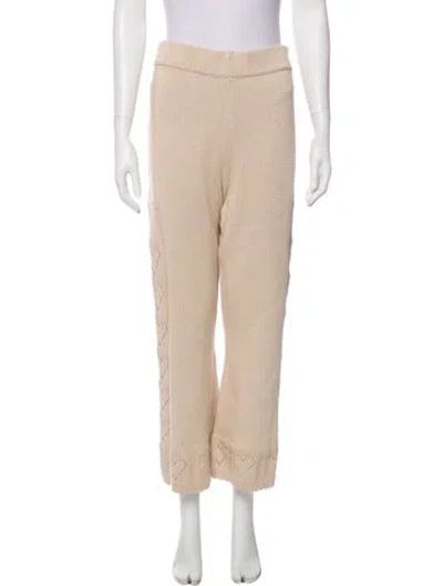 Pre-owned Loveshackfancy Wide Leg Pants In Neutral