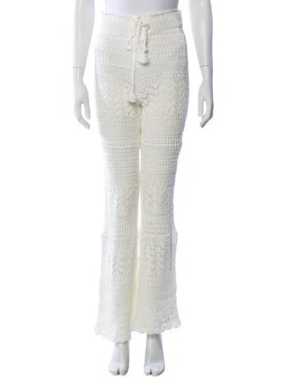 Pre-owned Loveshackfancy Wide Leg Pants In White