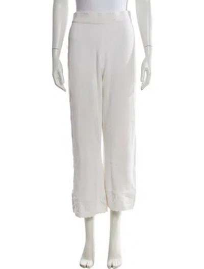 Pre-owned Loveshackfancy Wide Leg Pants In White