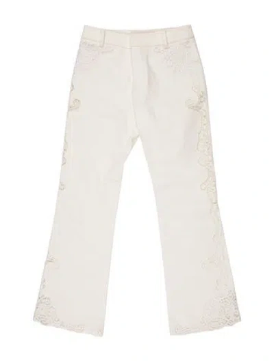 Pre-owned Loveshackfancy Wide Leg Pants In White