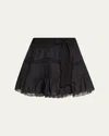 Loveshackfancy Willia Silk Lace-detailed Mini Skirt In Black