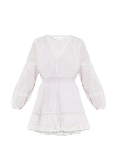 Loveshackfancy Winfrey Lace-detail Pleated Mini Dress In White