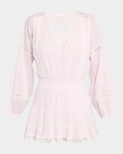 Loveshackfancy Winfrey Lace-trim Cotton Mini Dress In Pink
