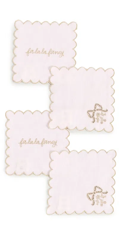 Loveshackfancy Winter Ribbon Cocktail Napkins Golden Hour In White