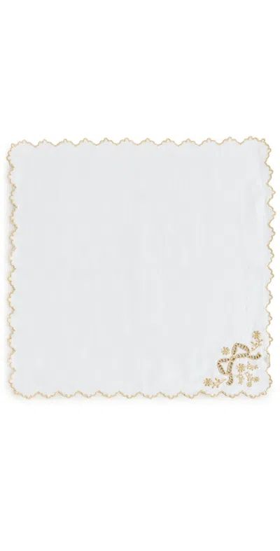 Loveshackfancy Winter Ribbon Napkins Golden Hour In White