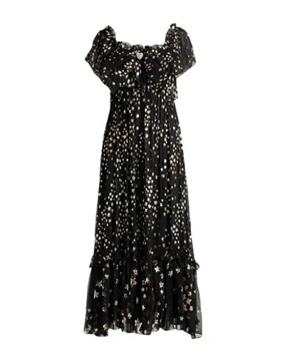 Loveshackfancy Woman Midi Dress Black Size 00 Silk, Metallic Fiber
