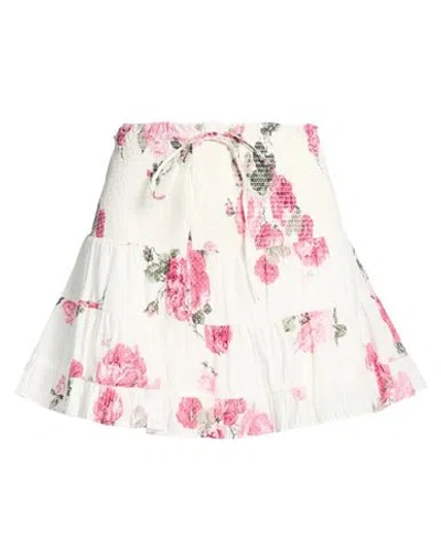 Loveshackfancy Woman Mini Skirt White Size Xxl Cotton In Multi