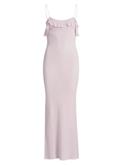 Loveshackfancy Women's Alivia Ruffled Pointelle-knit Maxi Dress In Pink