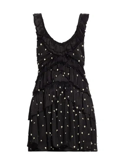 Loveshackfancy Women's Andra Tiered Minidress In Black