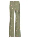 LOVESHACKFANCY WOMEN'S ATWORTH EMBROIDERED FLORAL CARGO PANTS