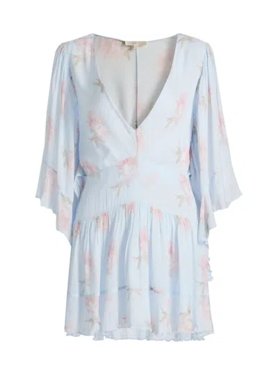 Loveshackfancy Women's Auralie V-neck Floral Minidress In Blue
