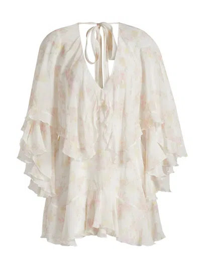 Loveshackfancy Women's Avaline Floral V-neck Minidress In Neutral