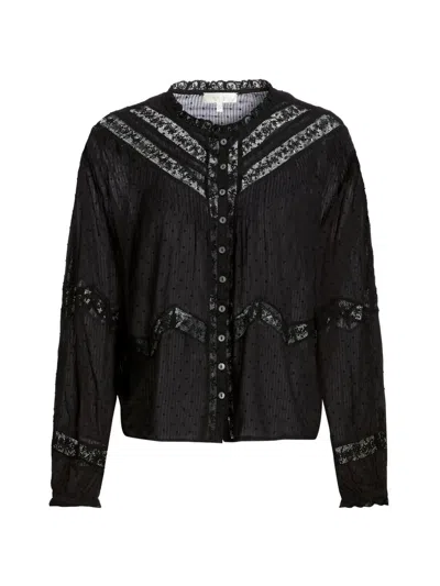 Loveshackfancy Women's Ballet Of Blooms Ravelle Blouse In Black