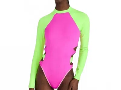 Loveshackfancy Women's Blocked Bow Cheeky Surf Suit In Pink/green In Purple