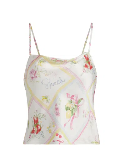 Loveshackfancy Women's Cabi Printed Silk-blend Crop Top In Pink