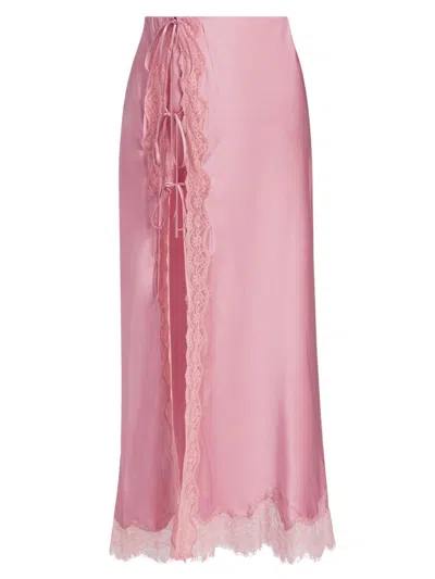 Loveshackfancy Women's Calder Satin Maxi Skirt In Pink