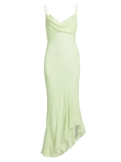 Loveshackfancy Women's Chesley Draped Asymetric Ruffle-hem Maxi Dress In Green