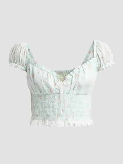 Loveshackfancy Women's Daini Floral Smocked Top In Green