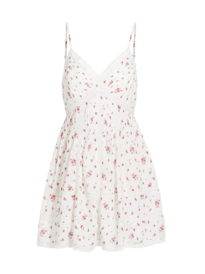 Loveshackfancy Women's Docila Floral & Lace Minidress In Carmine Rose