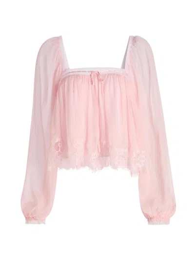 Loveshackfancy Women's Ebbie Silk Pleated Blouse