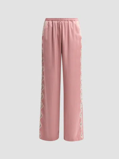 Loveshackfancy Women's Eleska Crepe Lace-trim Wide-leg Pants In Multi