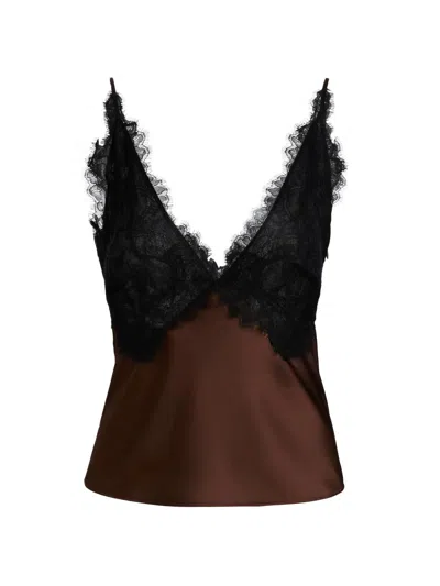 Loveshackfancy Elloryn Top In Brown In Black
