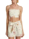Loveshackfancy Women's Emmalou Linen Floral Crop Top In Berrie