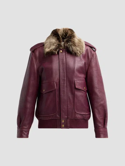 Loveshackfancy Women's Eveline Faux-fur Collar Leather Jacket In Purple