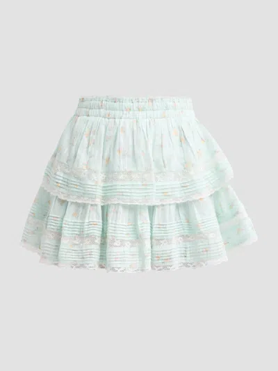 Loveshackfancy Women's Floral Ruffle Mini Skirt In Metallic