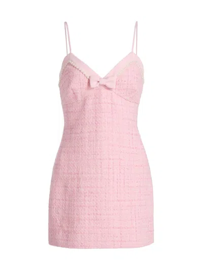 Loveshackfancy Florencio Sleeveless Tweed Minidress In Pink