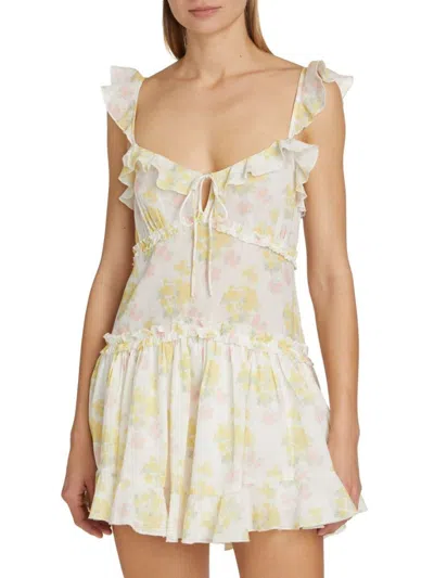 Loveshackfancy Women's Frista Floral Cotton Ruffled Minidress In White Multi