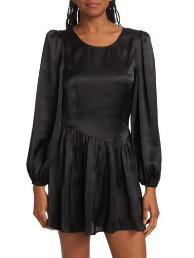 Loveshackfancy Women's Garcia Satin Mini Dress In Black