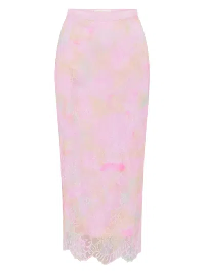 Loveshackfancy Women's Goodall Tie-dye Lace Pencil Skirt In Pink