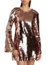 Loveshackfancy Women's Graceland Annabella Sequined Bell-sleeve Minidress In Burgundy