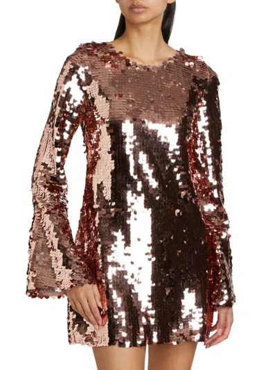 Loveshackfancy Women's Graceland Annabella Sequined Bell-sleeve Minidress In Burgundy