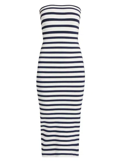 Loveshackfancy Women's Gwynne Striped Strapless Midi-dress In Blue