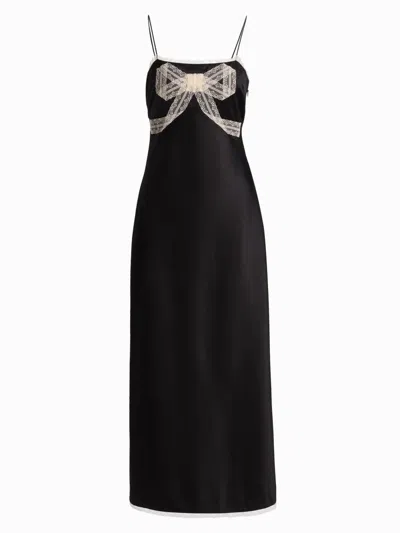 Loveshackfancy Women's Isolie Lace-trim Satin Slip Midi-dress In Black