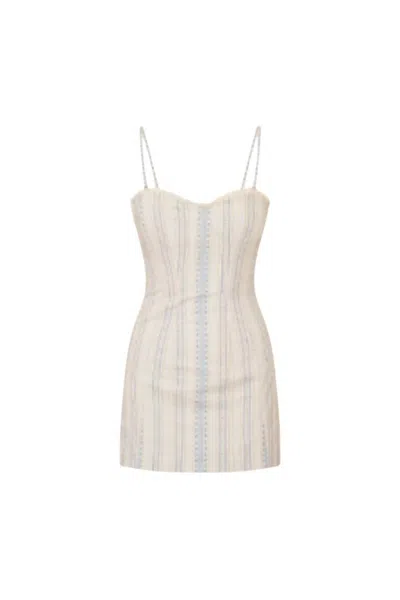 Loveshackfancy Jayna Mini Dress In Cinched Blue In White