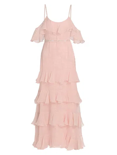 Loveshackfancy Women's Laelia Rose-print Ruffled Silk Maxi Dress In Pink