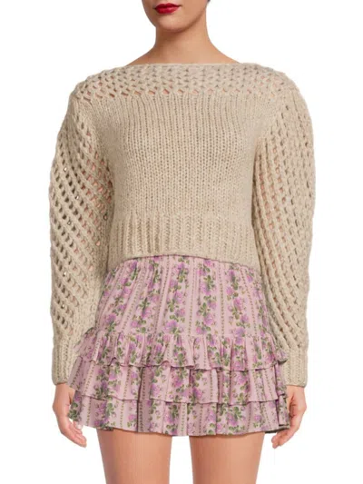 Loveshackfancy Women's Larson Knit Alpaca Blend Cropped Pullover In Fawn