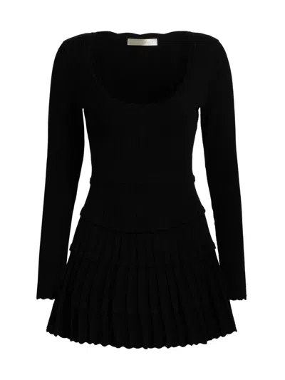 Loveshackfancy Lavender Stretch Pointelle Mini Dress In Black