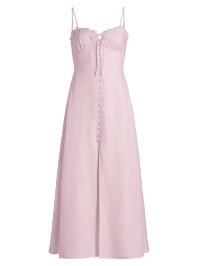 Loveshackfancy Women's Linella Linen Sweetheart Fit & Flare Maxi Dress In Pink