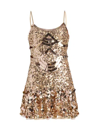 Loveshackfancy Liria Sequin Mini Dress In Honey Shimmer In Multi