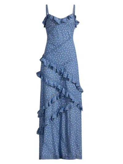 Loveshackfancy Women's  X Visit Savannah Nocelle Ruffled Maxi Dress In Blue